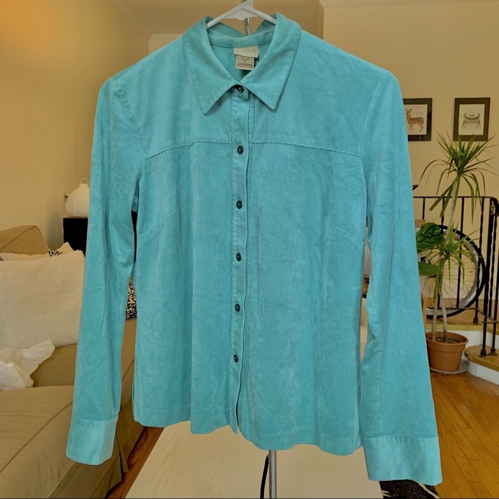 π Turquoise Faux Suede Top - Picture 12 of 12